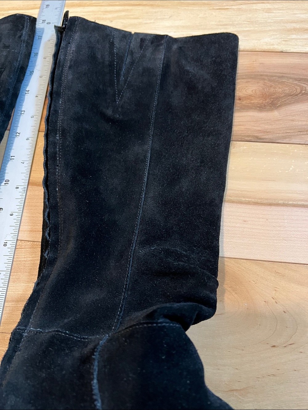 Ann Marino Black Suede Knee-High Heeled Boots - Picture 10 of 17
